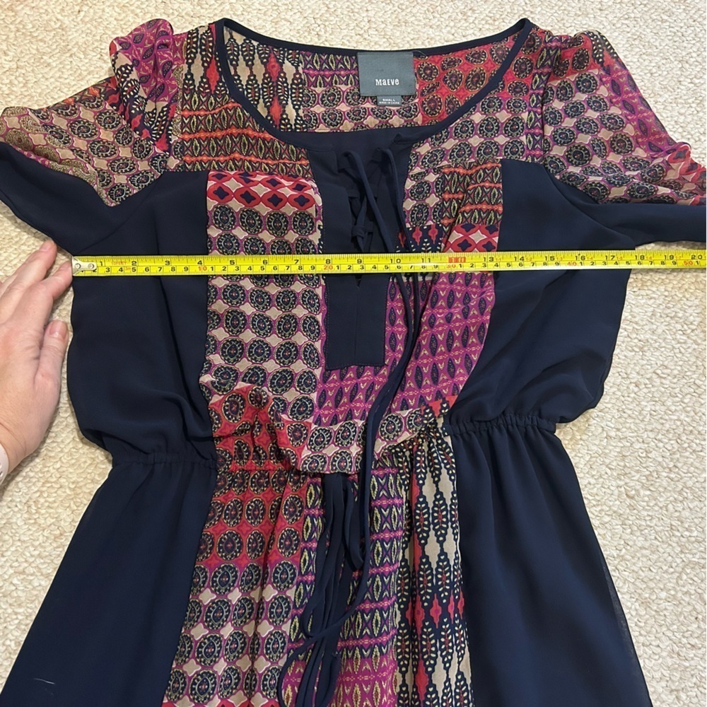 Maeve Anthropologie Rosalie Peasant Boho Chic Tie Waist Dress Size Small - Picture 14 of 15